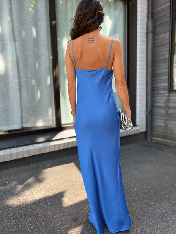 Thea Ankle Satin Strap Dress - Nebulas Blue  - Image 7
