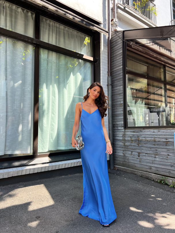 Thea Ankle Satin Strap Dress - Nebulas Blue  - Image 9