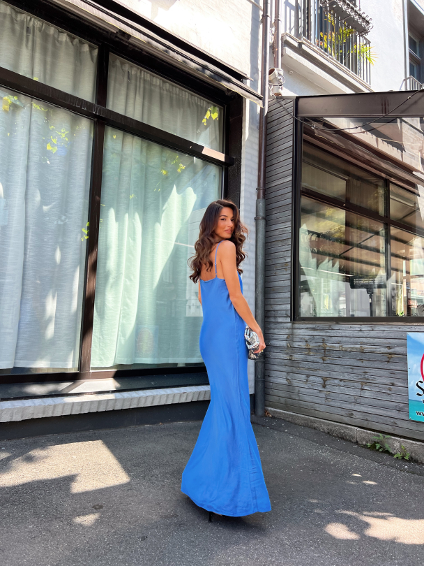 Thea Ankle Satin Strap Dress - Nebulas Blue  - Image 10