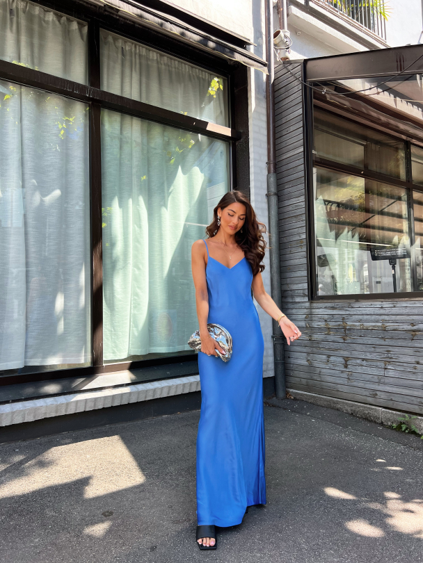 Thea Ankle Satin Strap Dress - Nebulas Blue  - Image 11