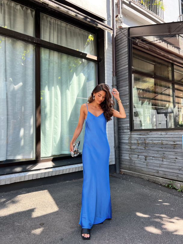 Thea Ankle Satin Strap Dress - Nebulas Blue  - Image 14