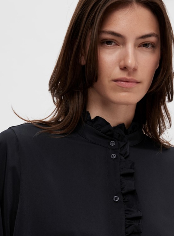 Martina Ruffled Shirt - Black  - Image 2