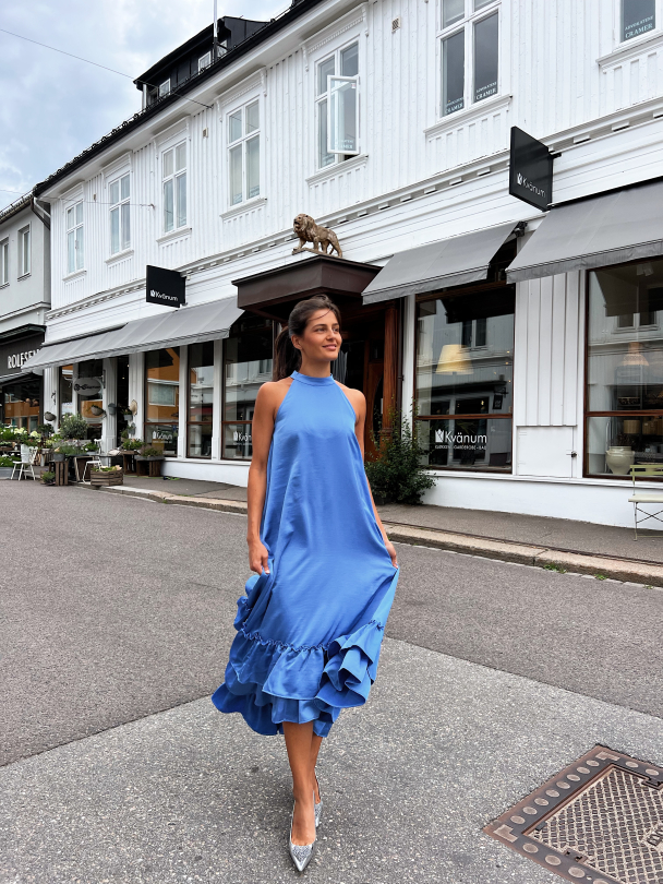 Eleanor Halterneck Long Dress - Blue Bonnet - Image 3