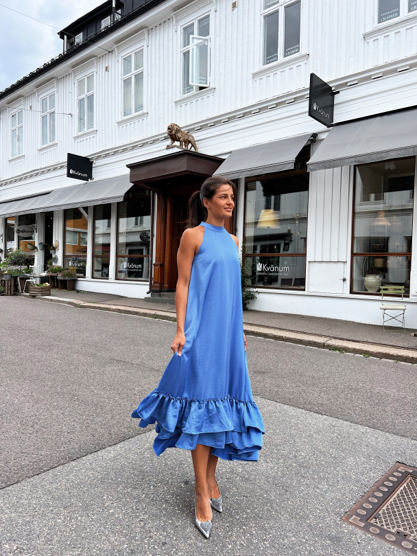 Eleanor Halterneck Long Dress - Blue Bonnet - Image 4