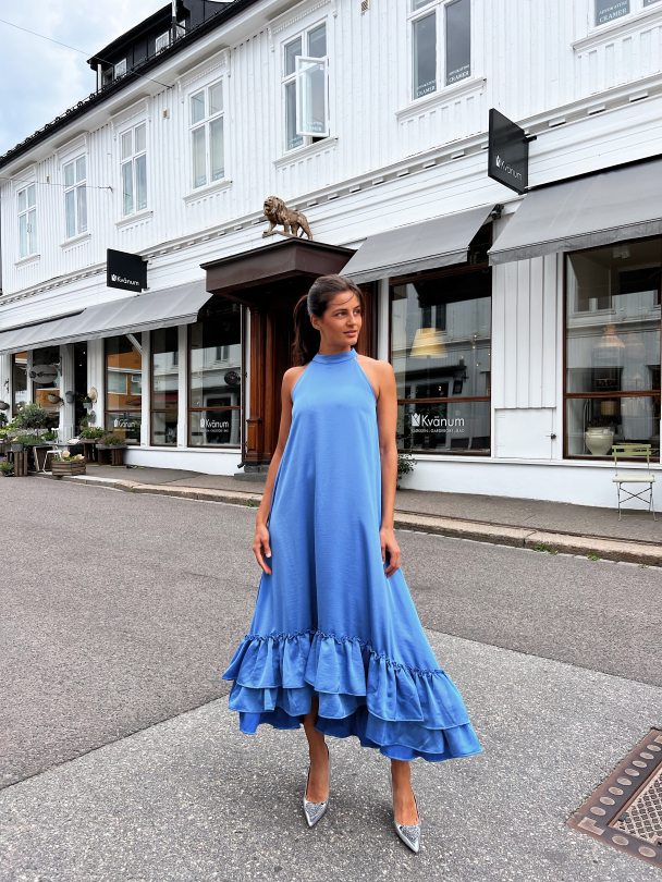 Eleanor Halterneck Long Dress - Blue Bonnet - Image 5
