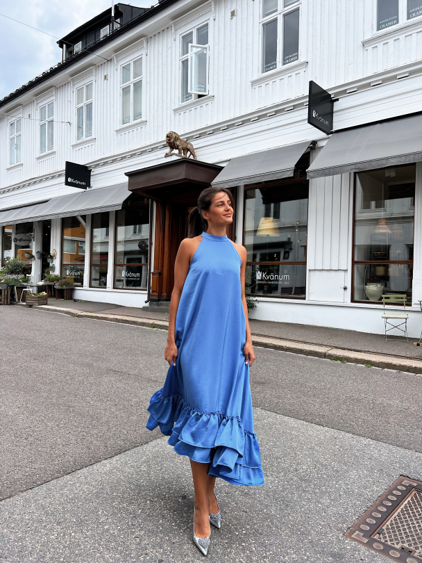 Eleanor Halterneck Long Dress - Blue Bonnet - Image 6