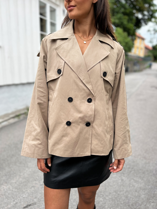 Minki Short Trench Coat - Silver Mink  - Image 1