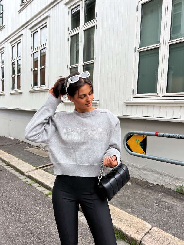 Firm Knit Cropped Jumper - Lunar Rock  - Image 2