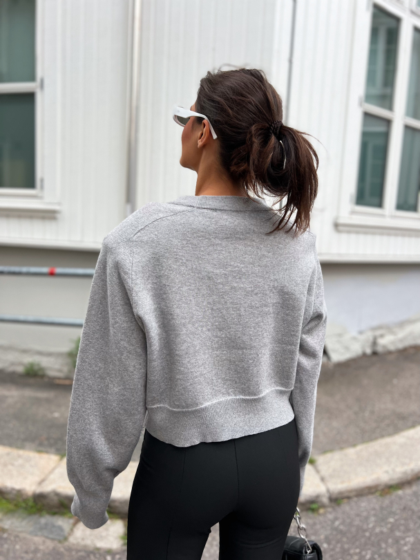 Firm Knit Cropped Jumper - Lunar Rock  - Image 4