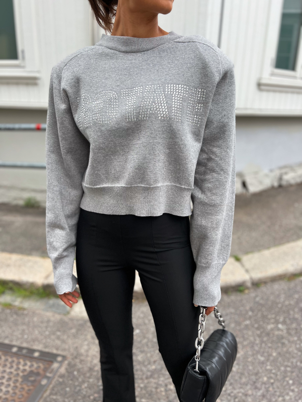 Firm Knit Cropped Jumper - Lunar Rock  - Image 1