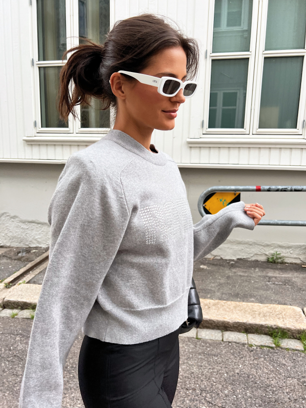 Firm Knit Cropped Jumper - Lunar Rock  - Image 5