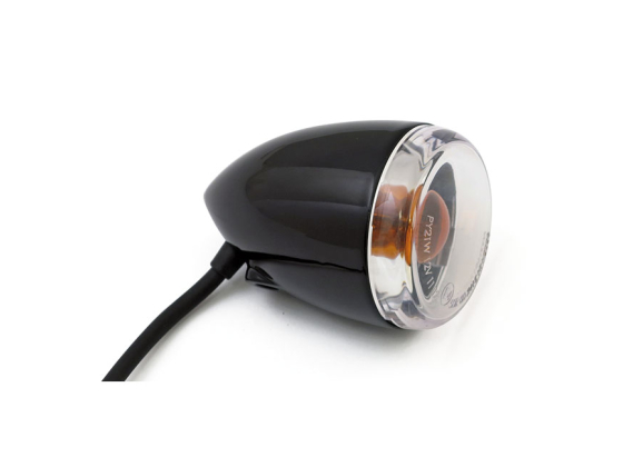 LATE-STYLE TURN SIGNAL ASSEMBLY. FRONT. GLOSS BLACK