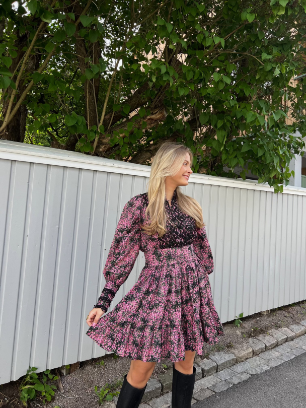 Décorated Poplin Mini Dress -Petite Rose - Image 3