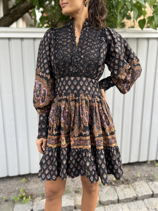Décorated Poplin Mini Dress -Paisley - Image 1