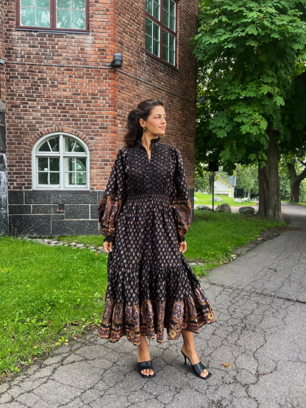 Décorated Poplin Midi Dress -Paisley - Image 2