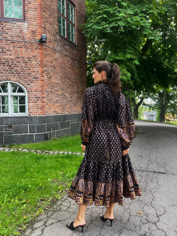 Décorated Poplin Midi Dress -Paisley - Image 3