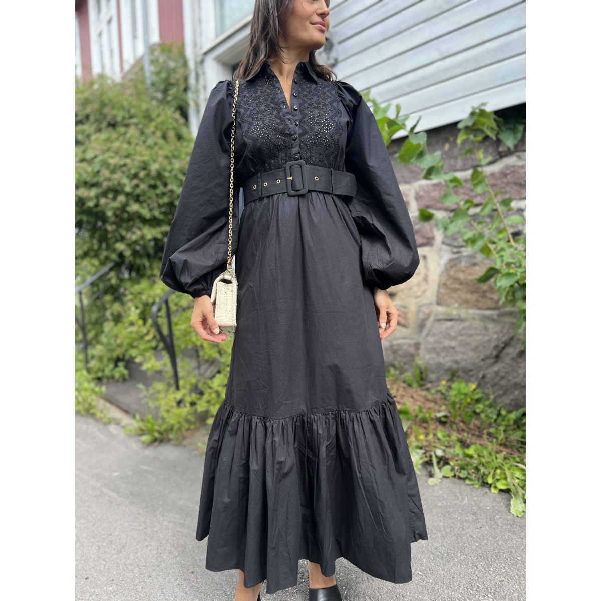 Poplin Shirt Dress Black