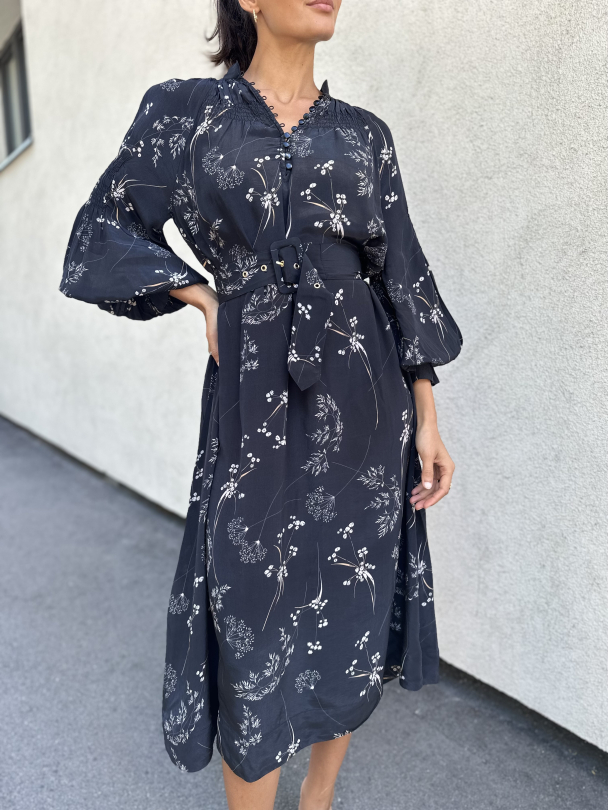 Satin Midi Dress - Straws - Image 1