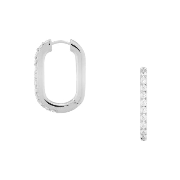 ORELIA Crystal Encrusted Oval Hoop  - Image 1