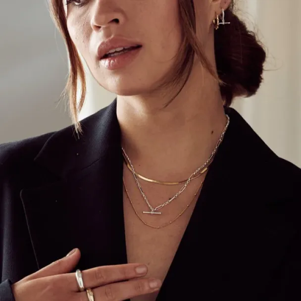 ORELIA Flat Snake Necklace - Image 3