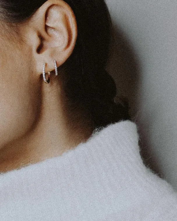 ORELIA Pave Huggie Hoop - Image 2