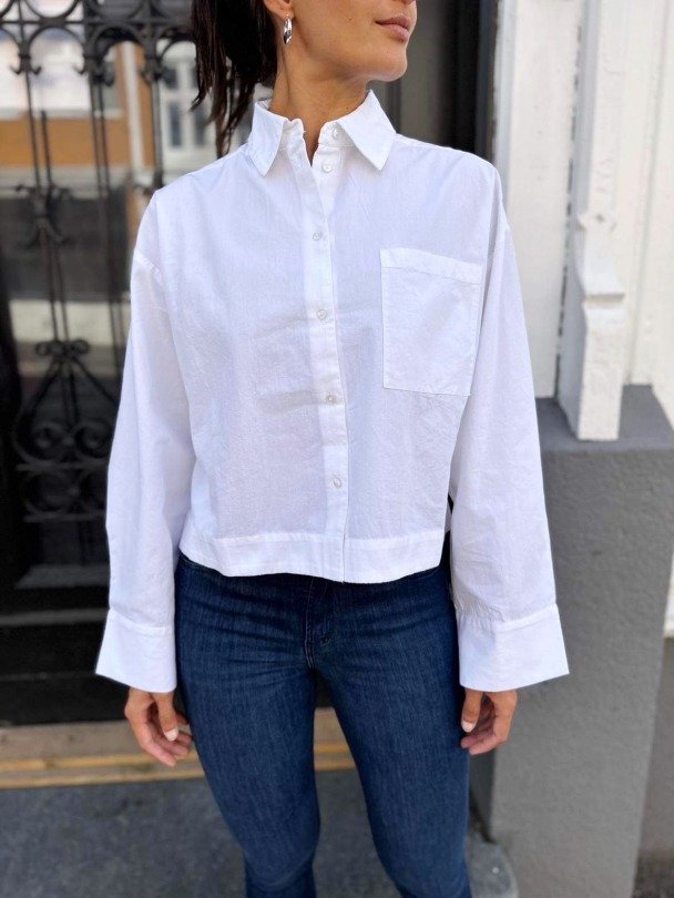 Astha Cropped Boxy Shirt - Bright White - Image 1