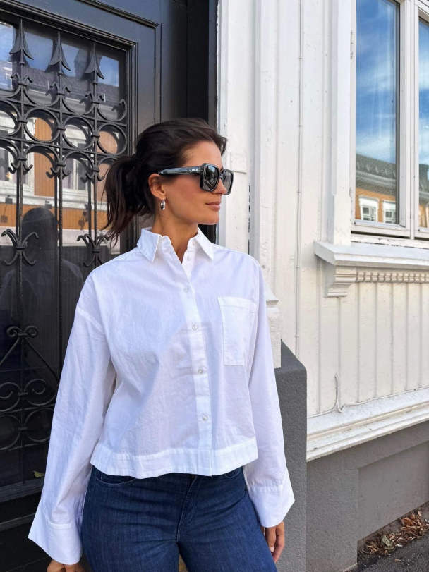 Astha Cropped Boxy Shirt - Bright White - Image 3