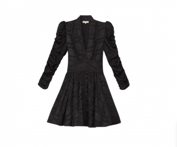 Jacquard Tieband Dress - Black - Image 2