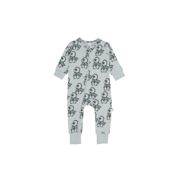 HUXBABY - DINO HERO ZIP ROMPER SLATE