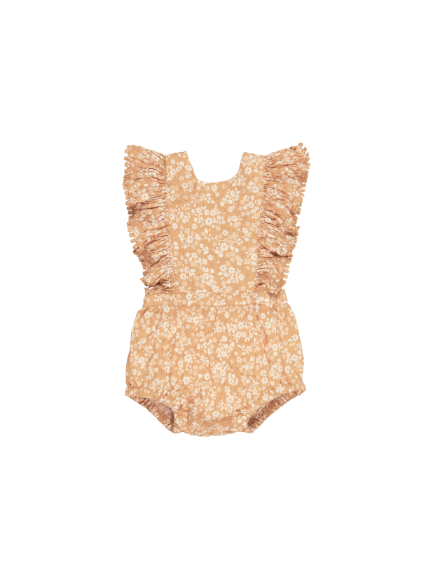 HUXBABY | Floral Frill Playsuit - Warm Glow - Image 1