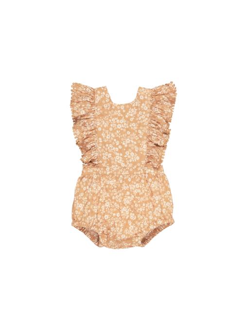 HUXBABY - FLORAL FRILL PLAYSUIT WARM GLOW