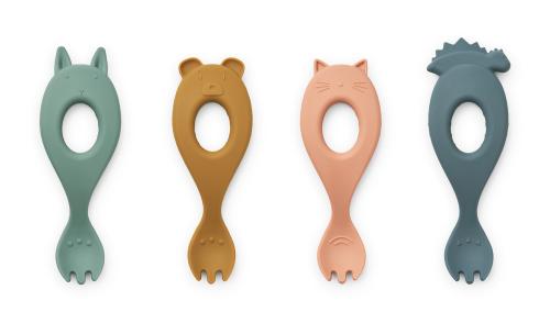 LIEWOOD - LIVA FORK SILIKON 4-PK TUSCANY ROSE MULTI MIX