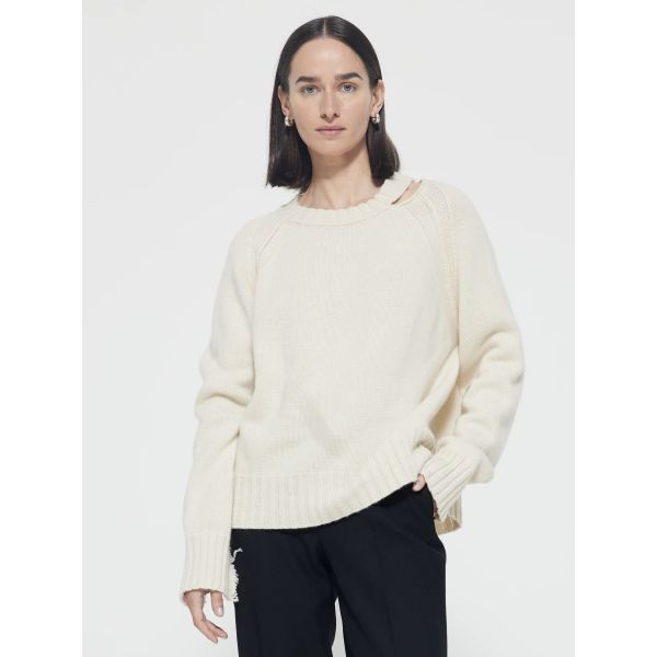 Raw-Edge Wool Cashmere Sweater