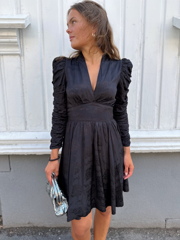 Jacquard Tieband Dress - Black - Image 1