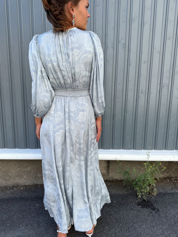 Jacquard Midi Dress - Silver - Image 3