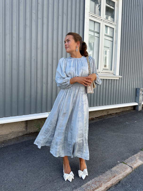 Jacquard Midi Dress - Silver - Image 4