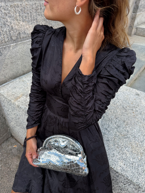 Jacquard Tieband Dress - Black - Image 3