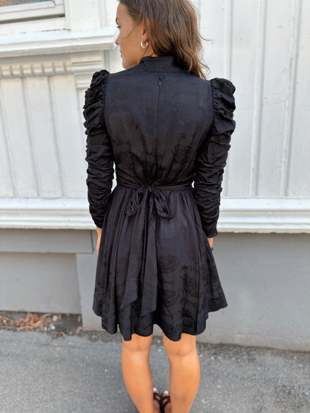 Jacquard Tieband Dress - Black - Image 4