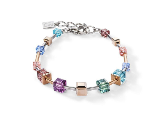 GEOCUBE Bracelet Multicolour & Stainless Steel Rose Gold