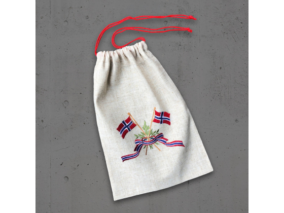 Sko- og Smykkepose for bunadsko/bunadsølv - Linfarget