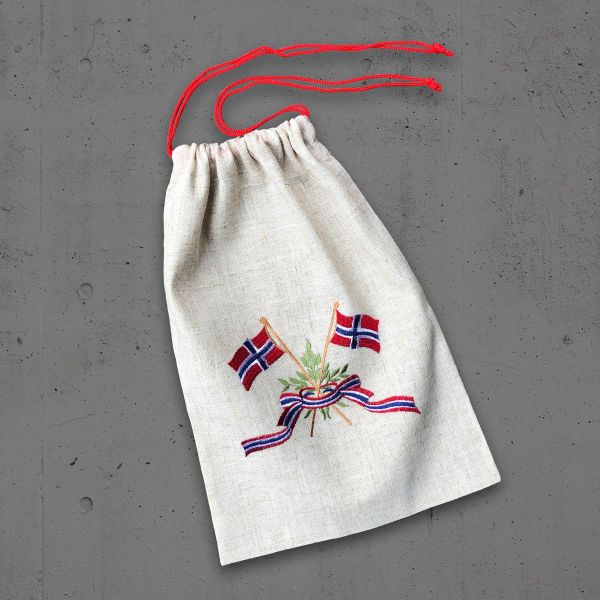 Sko- og Smykkepose for bunadsko/bunadsølv - Linfarget