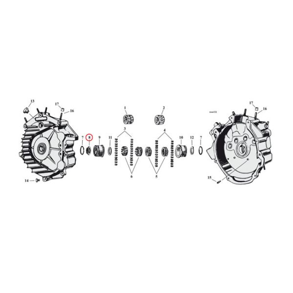 SPROCKET BEARING END, LEFT SIDE