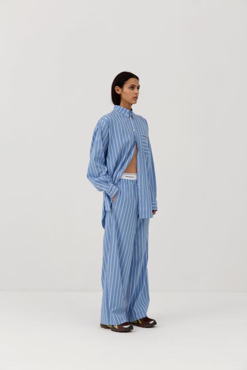 Box Pants - Blue Stripe