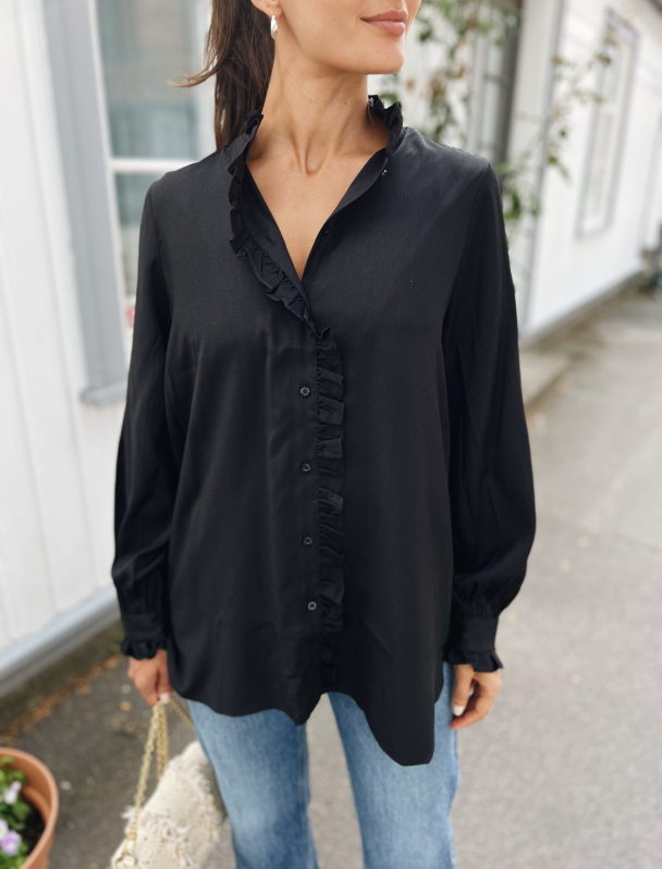 Martina Ruffled Shirt - Black  - Image 1