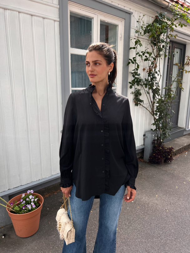 Martina Ruffled Shirt - Black  - Image 7