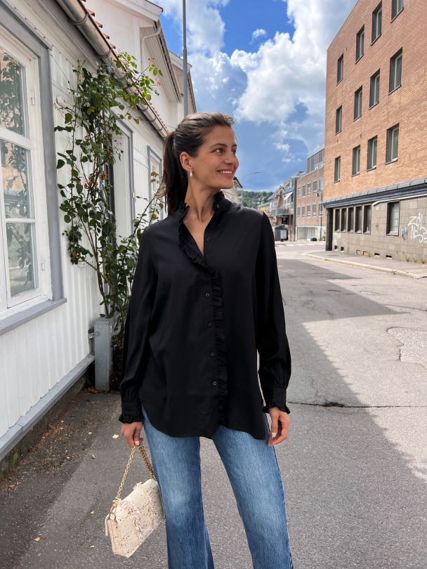 Martina Ruffled Shirt - Black  - Image 8