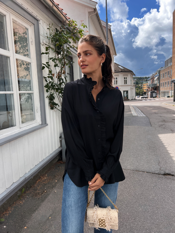 Martina Ruffled Shirt - Black  - Image 10