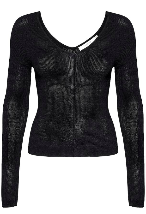 Mona V-Neck Blouse - Black  - Image 1