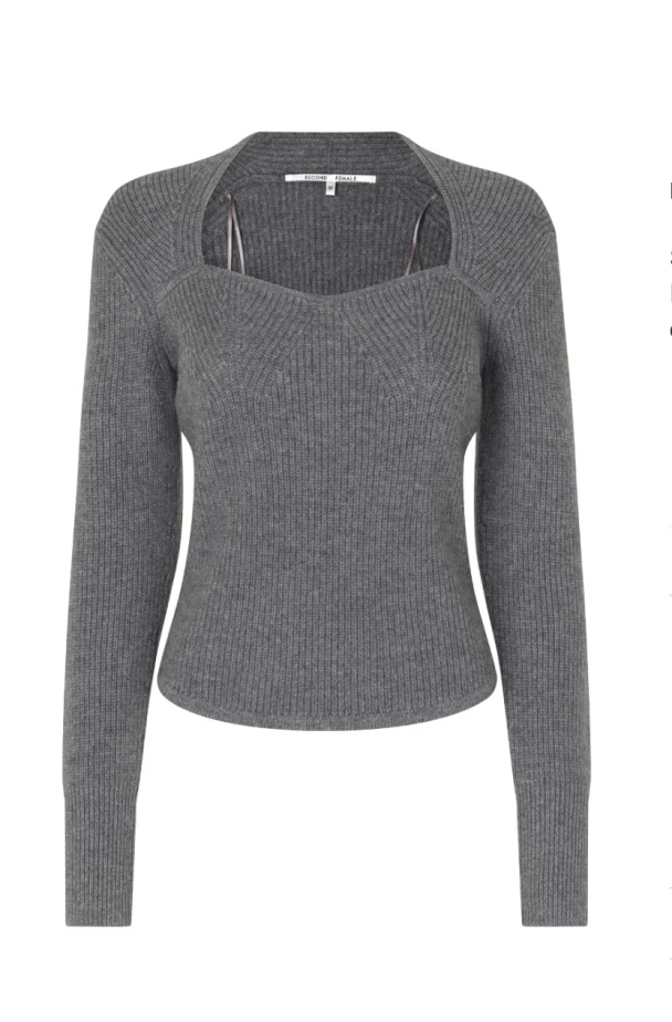Palula Knit Open Neck - Grey Melange  - Image 2