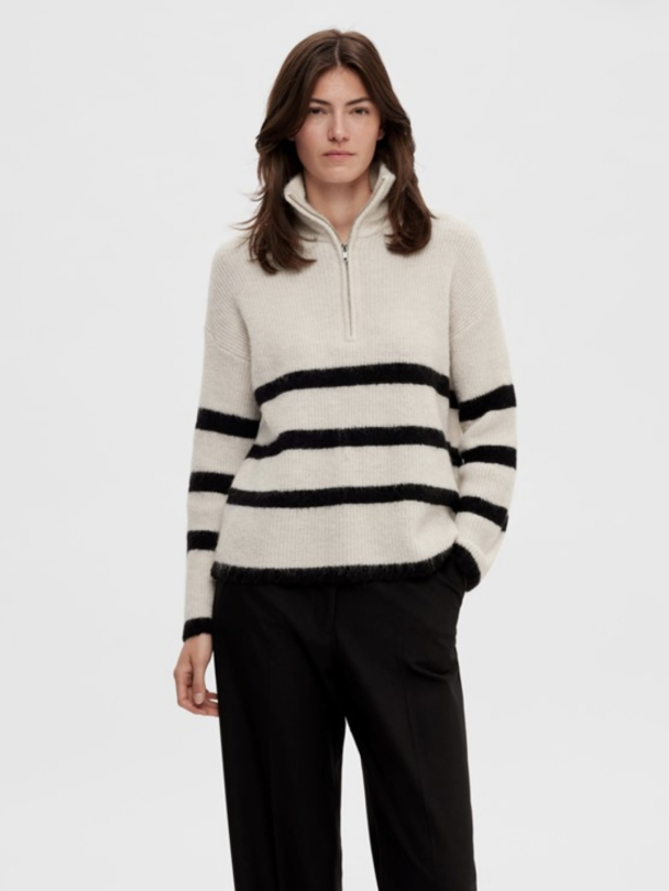 Maline Knit Half Zip - Birch/Black - Image 5